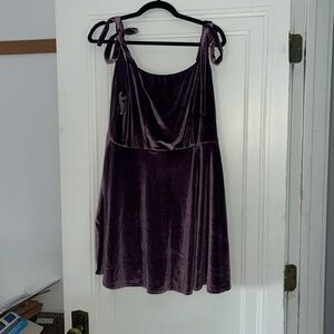 Purple velour slip dress